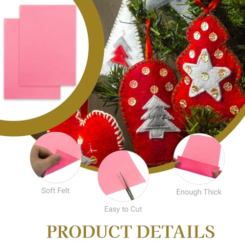 12 Pcs Felt Sheets, 7x11 Inch Stiff Felt for Crafts DIY, Pink - color: Pink
