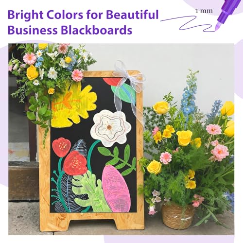 KERIFI Liquid Chalk Markers Fine Tip 1.0 mm, 12 Colors Wet Erase Makers for Chalkboard Calendar, Erasable Chalk Pens for Blackboard, Bistro, Menu, Wedding Signs, Glass Window Decor, 45 Labels Included - color: 12 Colors