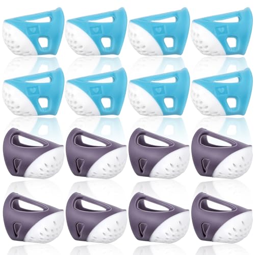 20 Pcs Thimble Finger Protector, 2 Colors Silicone Thimble Fingertip Grips