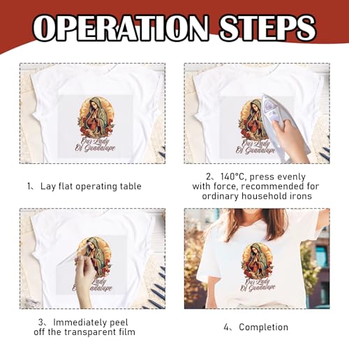 Dazoratix Guadalupe Iron on Transfers - 24 Sheets Our Lady of Guadalupe DTF Transfers Ready to Press Virgen de Mary Heat Patches Religious Stickers Vinyl Decals T Shirts Clothing Pillow Bag DIY Crafts - style: Our Lady of Guadalupe