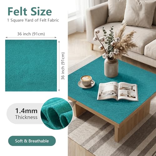 Peacock Green Soft Felt Sheet 36'' X 36'', 1.4mm Large Felt Fabric Sheet - color: Peacock Green