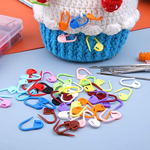 LUNARM Crochet Stitch Markers 315PCS Stitch Markers for Crocheting Knitting - color: 300pcs + 15pcs Needles