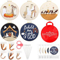 Tigeen 5 Sets Christian Nativity Scene Embroidery Kits for Starter Beginners Adult Jesus Cross Stitch Embroidery Kit Christian DIY Crafts Ornament with Instruction Hoop Needle Thread Needle Threader
