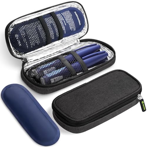 AUVON Lightweight Insulin Cooler Travel Case, 3-Layer Thickened Insulation - color: Black