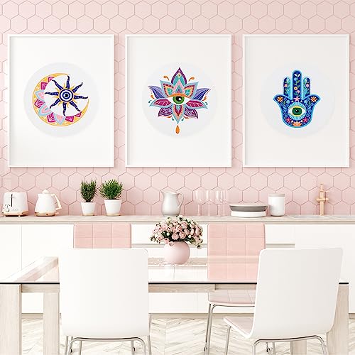 Louise Maelys 3 Pack Tarot Evil Eye Embroidery Kit for Beginners DIY Craft - color: kit-8