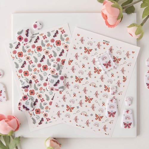 KABAKE Polymer Clay Transfer Paper 4 PCS Colorful Flowers Water Soluble Transfer Sheet for Earrings Jewelry Making - color: Butterfly Flower