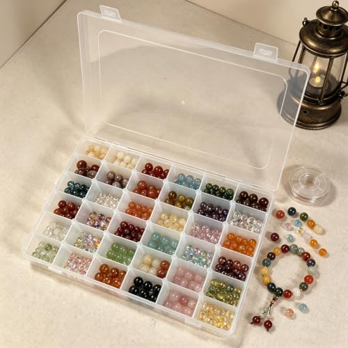 Guyuyii 6 Pcs Clear Plastic Organizer Box with Adjustable Dividers, 36 Grid Small Storage Case, Transparent Craft Organizer Container for Beads, Jewelry, Screws, Fishing Tackle, Art Supplies, Hardware - size: 6 Pack 36 Compartments