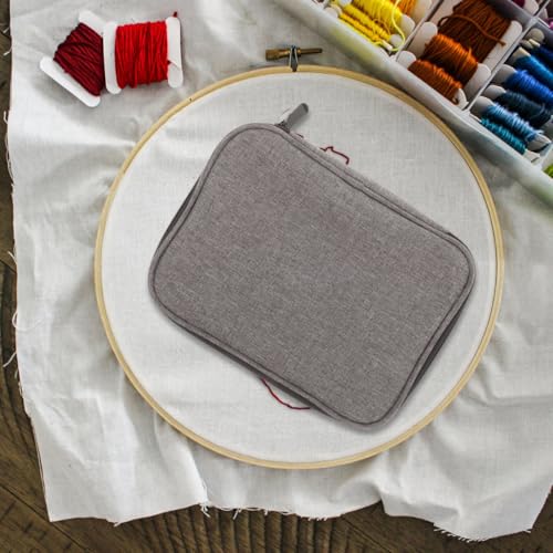 Healifty Circular Knitting Needle Case Wire Loop Needle Bag with Multi-Compartment Organizer for Crochet Hooks Knitting Accessories and Circular Storage Portable Craft Carrying Bag 8.66X6.69X1.77In