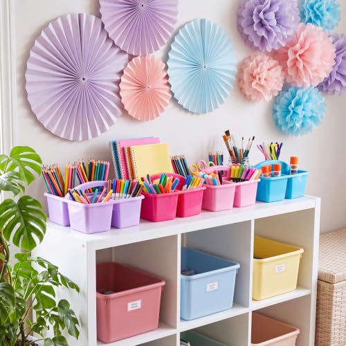 Kathfly 12 Pack Classroom Caddy Organizer with Handle Bulk, Purple Pink - color: Purple Pink