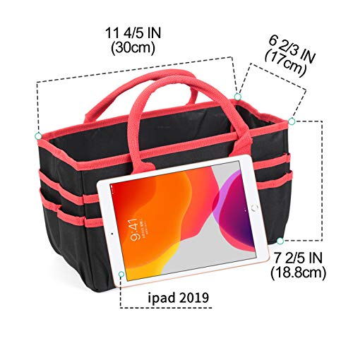 JJRING 600D Nylon Craft & Art Organizer Tote Bag With Pockets, Red