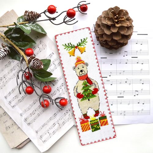 Povitrulya Polar Bear - Counted Cross Stitch Bookmark Kit - DIY Embroidery Set - Hand Made Christmas Gift for Adultss - color: Polar Bear