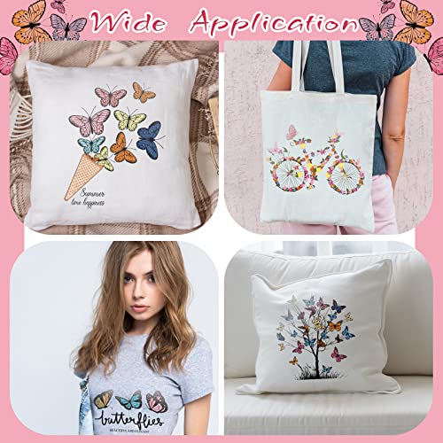 Panelee 5 Sheets Butterfly Flower Iron on Patches, Colorful Rainbow