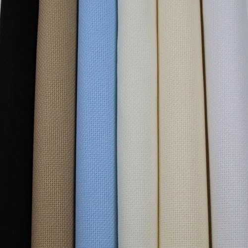 KCS 6 pc of 15" x 18" (38cmx45cm) Counted Cotton Aida Cloth Cross Stitch Fabric Rolled Box (18CT-A) - color: 18ct-a