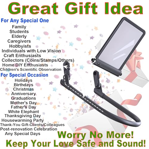 Hands-Free Magnifying Glass with Light, Anti-Glare Rechargeable
