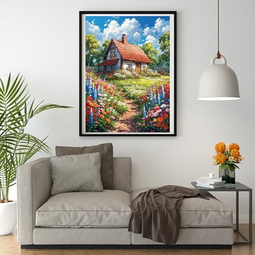 Moohue 14ct Counted Cross Stitch Kits for Adults Printed Stamped Cross Stitch Patterns Kits Cross Stitch Supplies (Beautiful House) - color: Beautiful House