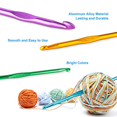 Vodiye 14 Sizes Crochet Hooks Set, 2.0-10.0mm, Metal Crochet Needles - size: 14 Size(2.0-10.0mm)