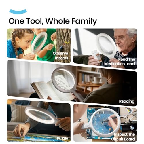 ARTDOT Handheld Magnifying Glass with 36 LED Lights - color: White (Handheld)