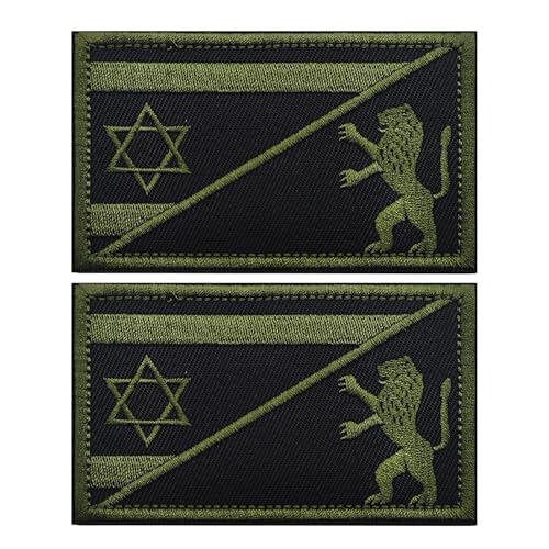 2 Pack Star of David Lion Embroidered Hook Loop Tactical Patch - color: color_r