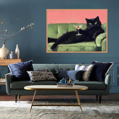 TCDZMYGS Stamped Cross Stitch Kits for Beginners,Black Cat-12x16in - color: cross stitch-black cat