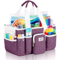 JJRING Large Foldable Craft Organizer Tote with Zipper & Divider, Purple - color: Deep Purple, size: Large