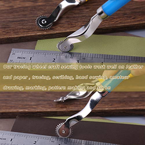 Lunarm Tracing Wheel Sewing Tool 2pcs Steel Needle Point Tracing Wheel - color: Yellow and Blue