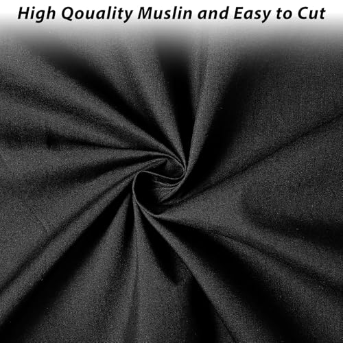 100% Black Cotton Fabric 3 Yards 59 Inches Wide Cotton Quilting Fabric by The Yard, Soft Embroidery Muslin Fabrics for Sewing Material Apparel Cloth(Black) - color: Black, size: 3 Yards