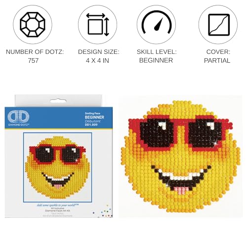 DIAMOND DOTZ Smiling Face Emoji Diamond Painting Kit for Adults with Gems