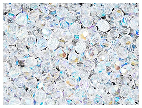 SCARA Beads 1.8 oz (50 g, cca 600pcs) Czech Glass Beads Faceted Round 4mm Crystal AB