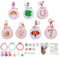 7 Pack Lucky Stamped Cross Stitch Kits for Adults Beginners with Frame - color: Lucky every day