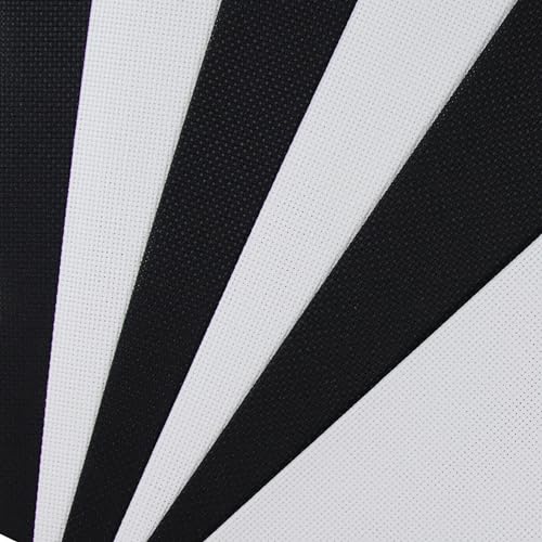 KCS 4/6 pc of 12" x 18" (30cmx45cm) 18CT Counted Cotton Aida Cloth Cross Stitch Fabric (6 pc, White+Black) - color: White+black, size: 6 pc