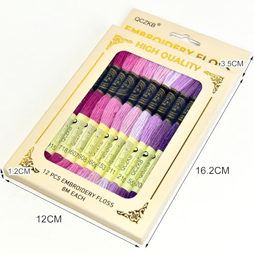 Premium Rainbow Color Embroidery Floss - Cross Stitch Threads - Friendship Bracelets Floss - Crafts Floss - 12 Skeins Per Pack Embroidery Floss,Purple Gradient - color: Purple Gradient