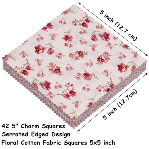 Nodsaw Floral Print Cotton Charm Pack, 5 inch Precuts Quilting Fabric Bundle, 5" Quilt Charm Squares - color: Floral