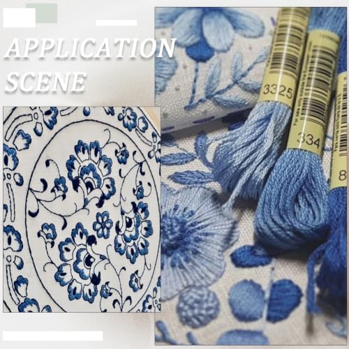 16 Skeins 140 Yard Blue Embroidery Floss 6 Ply Gradient Color Embroidery Thread Polyester Cross-Stitch Threads Friendship Bracelets String for Hand Embroidery String Art DIY Creation - color: Blue