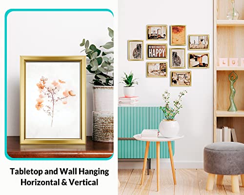 LaVie Home 5x7 Picture Frames (12 Pack, Gold) Simple Designed Photo Frame with High Definition Glass for Wall Mount & Table Top Display, Set of 12 Classic Collection - color: Gold, size: 5x7