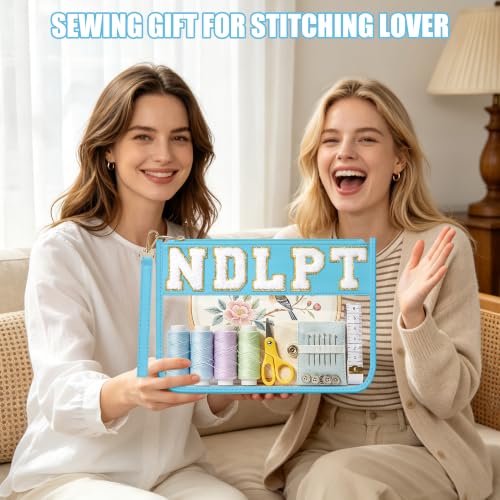BuyCard Needlepoint Project Bag, NDLPT Clear Zipper Pouch Sewing Gifts Bag - color: Light Blue