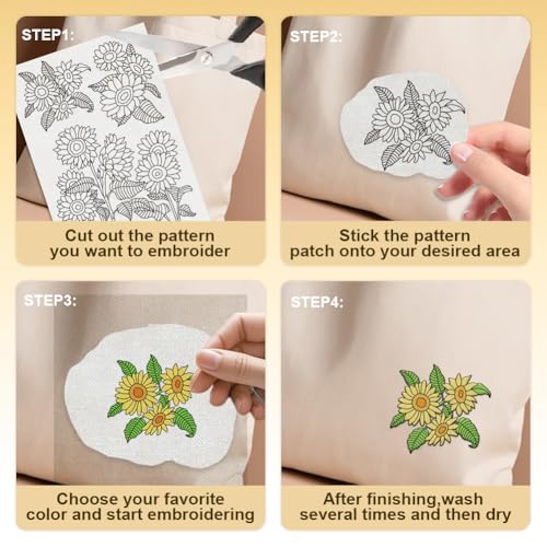 18Pcs Sunflower Bouquet Water Soluble Hand Sewing Stabilizers - style: Sunflowers Bouquets