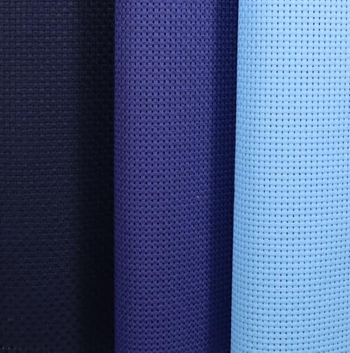KCS 3 pc of 15" x 18"(38cmx45cm) 11 Count Cross Stitch Cotton Aida Cloth Needlework Rolled Fabric Box,11CT,Light Blue+Royal Blue+Navy Blue - color: Light Blue+royal Blue+navy Blue, size: 11CT