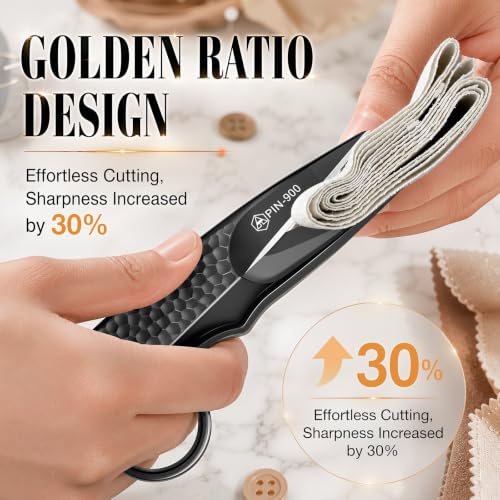 Premium Sewing Scissors, Sharp Precision Thread Snips with Stainless Steel Blades, Upgrade Small Craft Scissors with Black Hammered Handle for Embroidery, Quilting, Fabric, Leather & DIY Projects - color: Black, size: 4.6 Inch