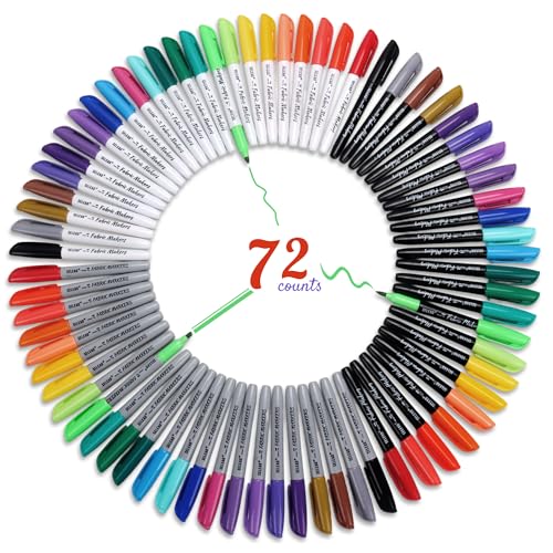 SELEAD 72 Fabric Markers Permanent for Clothes, Fine & Brush & Chisel Tip - size: 72 Count (Pack of 1)