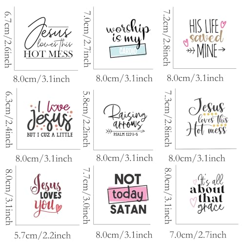 9pcs Jesus Letters Not Today Satan Iron On Decals Thermal Transfer Stickers for Clothing Appliqued Iron On Transfer Designs Heat Press Vinyl for Shirts Pillow Covers - style: 9PCS-P01(Small)