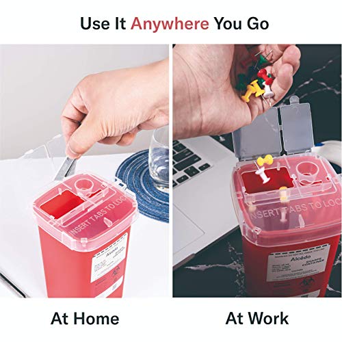 Alcedo 1 Quart Sharps Container (3-Pack) for Needle & Syringe Disposal - size: 1 Quart