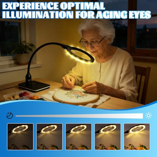 Rechargeable Magnifying Glass with Light and Stand, 15X 30X