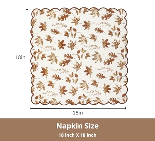 PurpleEssences Scalloped Cloth Napkins 18x18 in - Aurelia Edges Rust - color: Aurelia(edges - Rust)