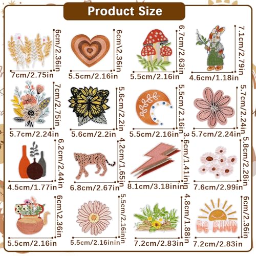 AUGSUN 36Pcs Vintage Boho Iron on Patches Girly Embroidered Sew Applique - style: Bohemian