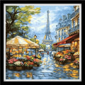 Fanxvivy Counted Cross Stitch Kits for Adults 11CT Unprinted Cross-Stitch Patterns Embroidery Kits Easy Cross Stitching Needlepoint Kits&Flower Street Tower at Dusk 18x18 inch - color: DIY-craft26