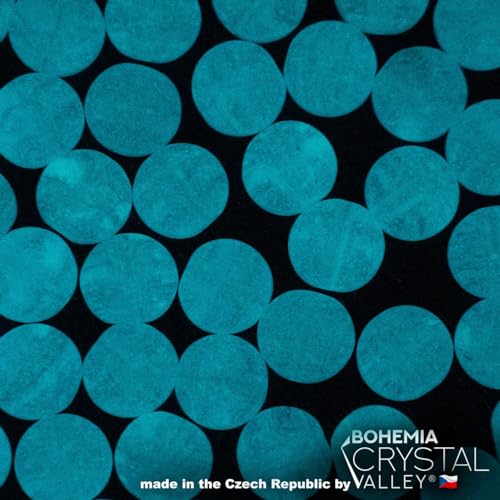 0.88oz (ab. 70pcs) Flat Round Coin 1-Hole Glass Beads, 0.31 inch (8mm), Czech Republic, Dirty Blue - Glow in The Dark Bright Blue - color: Coin beads, Blue + Glow