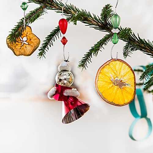 Zhengmy 45 Pcs Christmas Ornament Hooks Beaded Hangers Decorative Xmas Tree Ornament Hooks Stainless Wire S Hanging Hook with Clear Acrylic Crystal Jeweled for Crafts Xmas Tree Decoration(Silver)