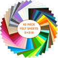 45 PCS Felt Fabric Sheets 8 x 8 Inch 2mm Craft Felt Sheets - size: 8x8in