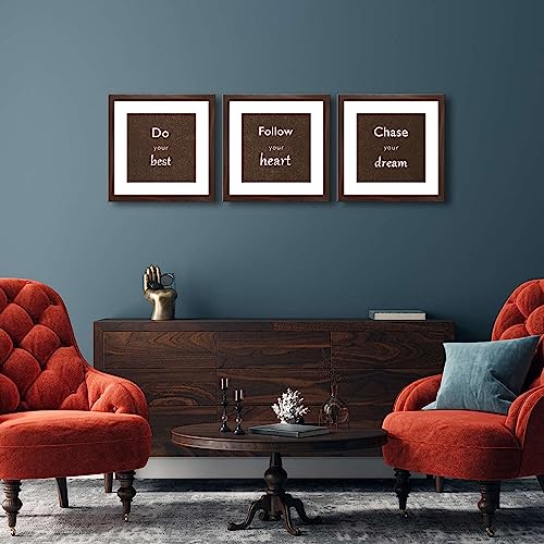 11x11 Picture Frame Set of 3 with Real Glass for Pictures 8x8 with Mat or 11x11 Without Mat, Wall Gallery or Tabletop display Photo Frames in Walnut - color: Walnut, size: 11x11(set of 3)