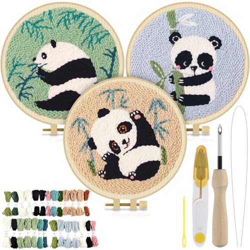TINDTOP Punch Needle Kits, Panda Punch Embroidery Kits for Adults - color: Cute Panda